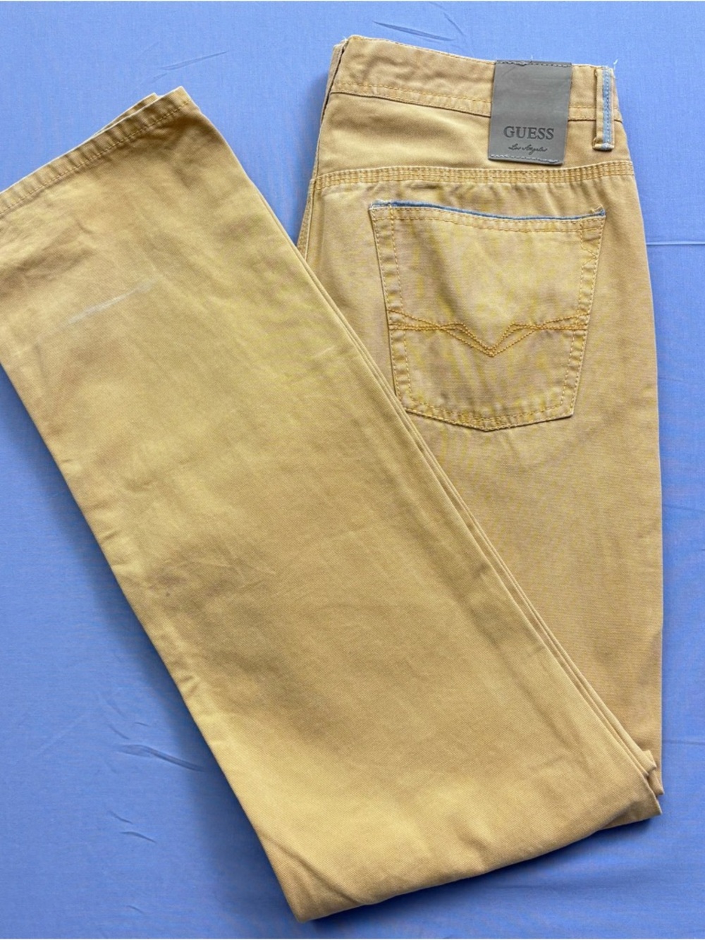 GUESS Los Angeles‎ Men's Regular Fit Beige Twill Casual Pants Cotton Size 20